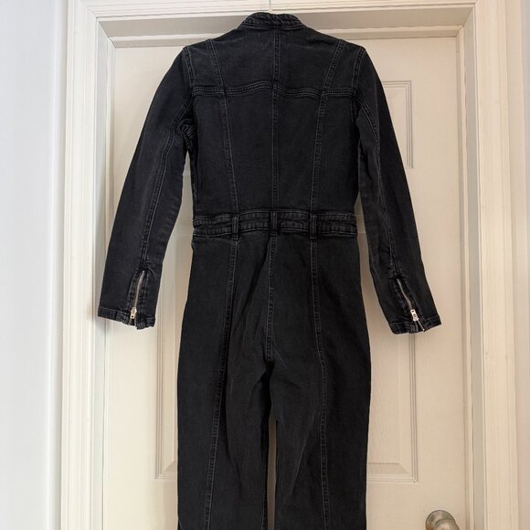 Free People Jaded One Piece Moto Jumpsuit We The Free Flare Zip Black - Picture 3 of 6